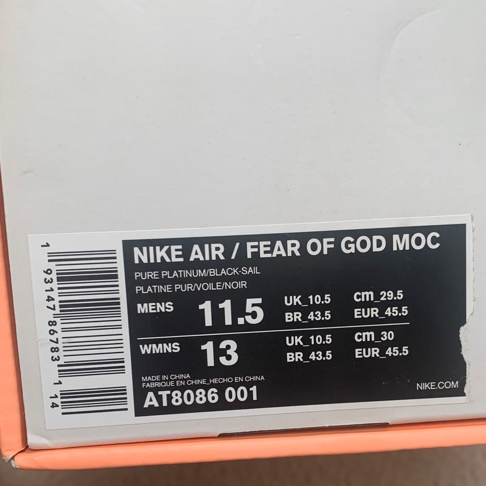 NWB Nike Air Fear Of God essentials - MOC light gray slip on tennis shoes - Picture 2 of 13